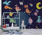 3D Hand-painted Cartoon Dinosaur Space Wall Mural WallpaperSWW5109- Jess Art Decoration
