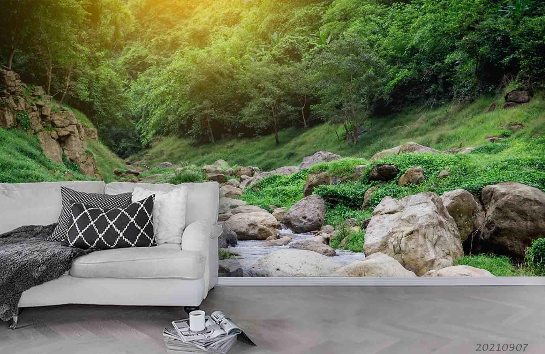 3D Green Forest Nature Landscape Wall Mural Wallpaper LQH 232- Jess Art Decoration