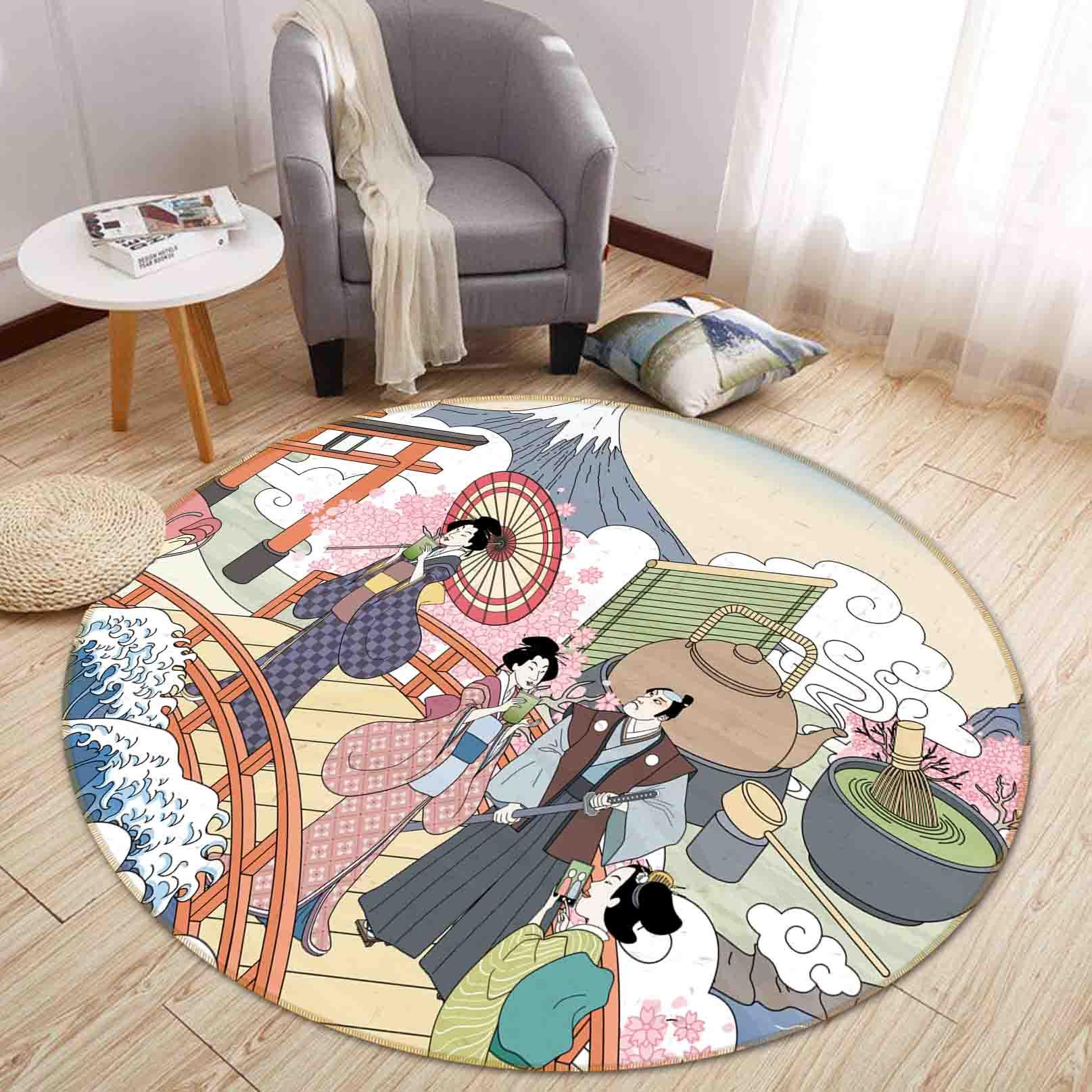 3D Japan Customs Non-Slip Round Rug Mat 113- Jess Art Decoration