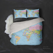 3D Blue World Map Quilt Cover Set Bedding Set Pillowcases 34- Jess Art Decoration