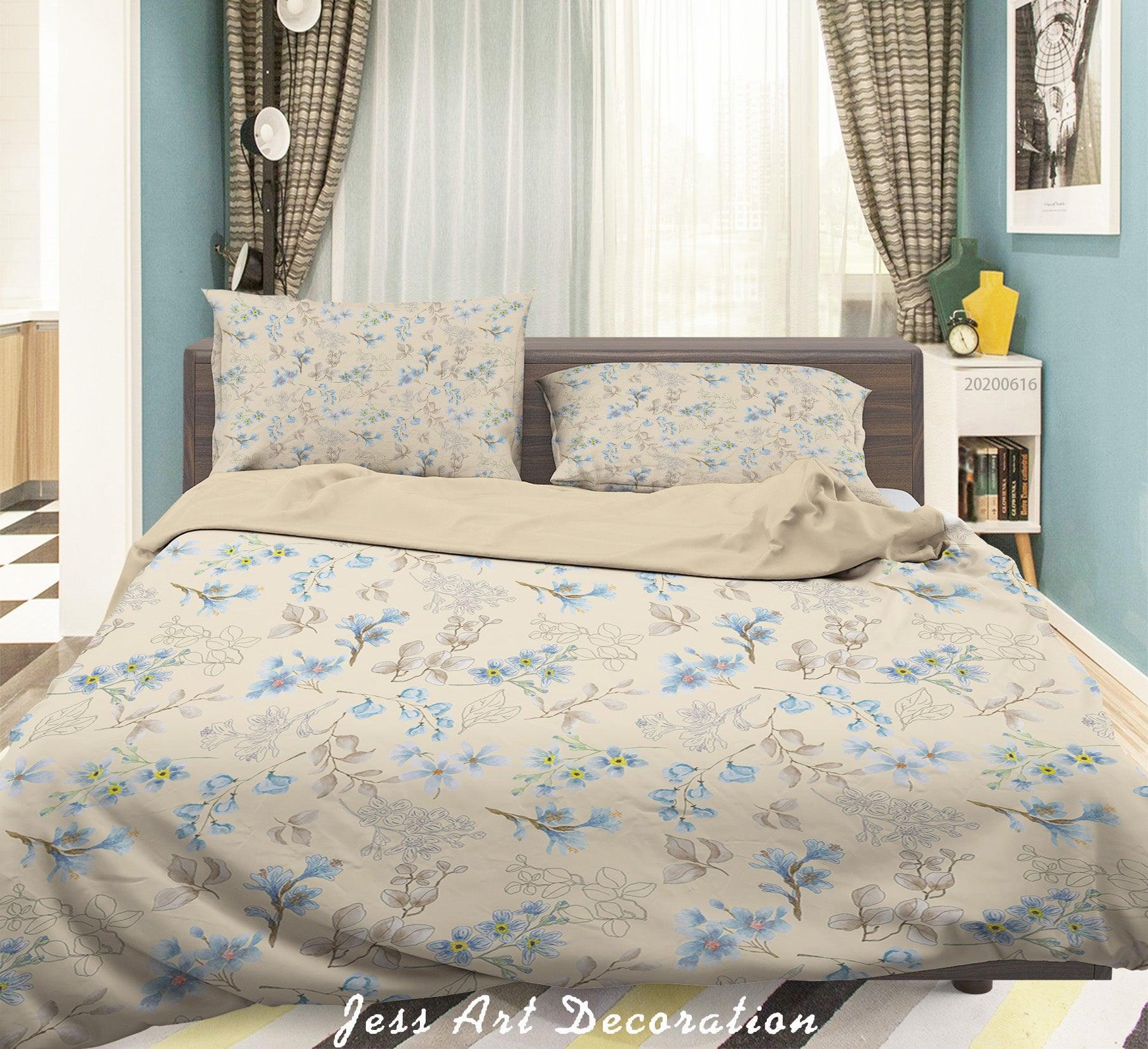 3D Yellow Blue Flowers Quilt Cover Set Bedding Set Duvet Cover Pillowcases SF21- Jess Art Decoration
