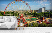 3D City Forest Ferris Wheel Wall Mural Wallpaper LQH 657- Jess Art Decoration