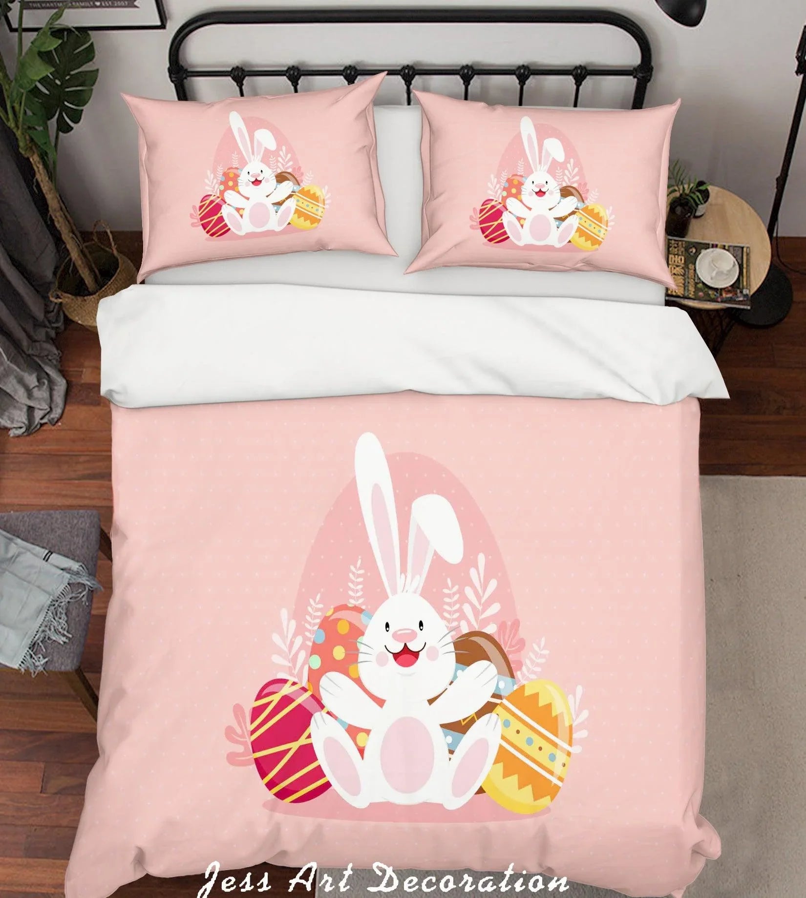 3D Red Cartoon Rabbit Eggs Quilt Cover Set Bedding Set Duvet Cover Pillowcases SF85- Jess Art Decoration