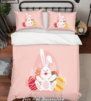 3D Red Cartoon Rabbit Eggs Quilt Cover Set Bedding Set Duvet Cover Pillowcases SF85- Jess Art Decoration