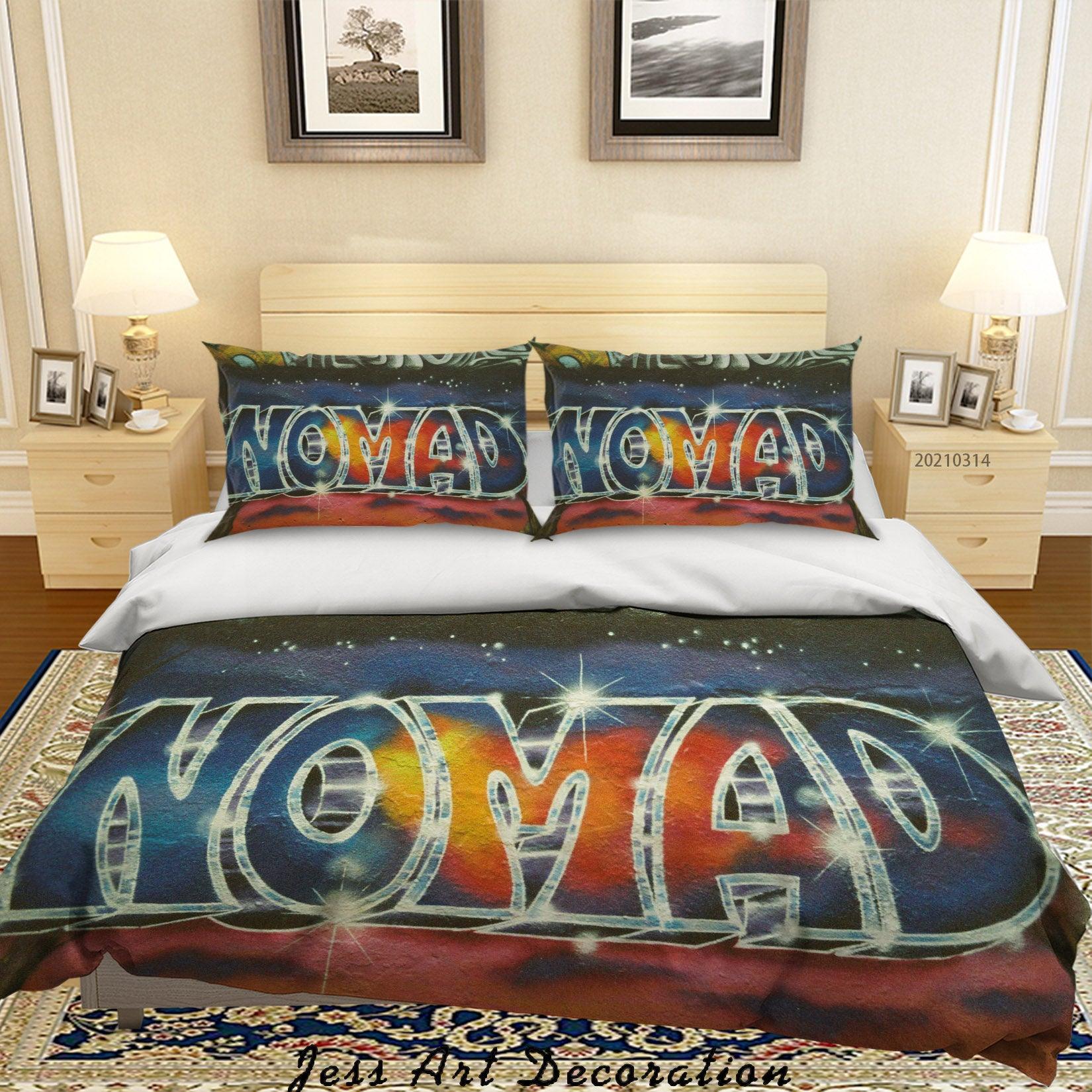 3D Abstract Colored Street Graffiti Quilt Cover Set Bedding Set Duvet Cover Pillowcases 164- Jess Art Decoration