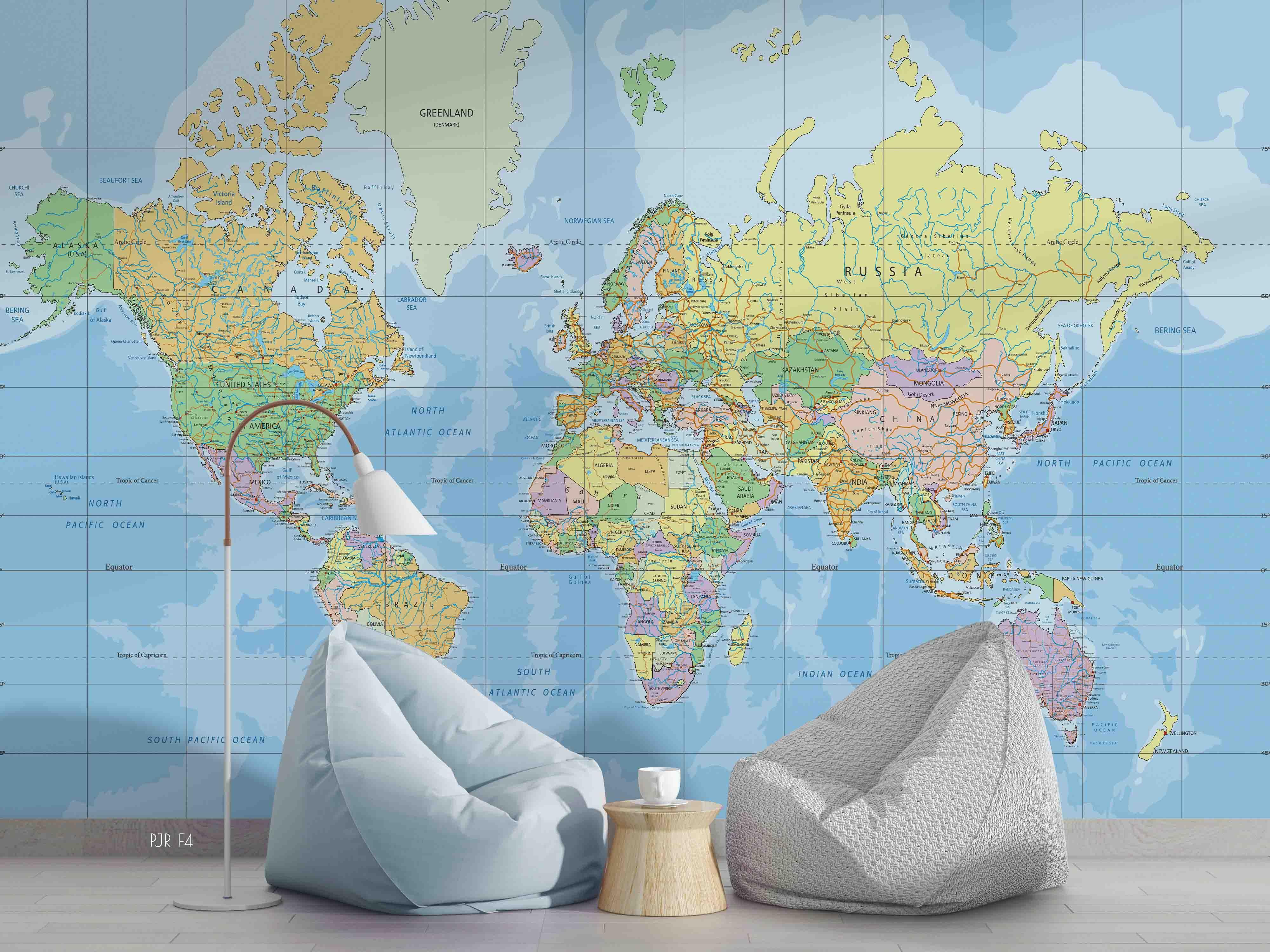3D World Map Pattern Wall Mural Wallpaper WJ 5208- Jess Art Decoration