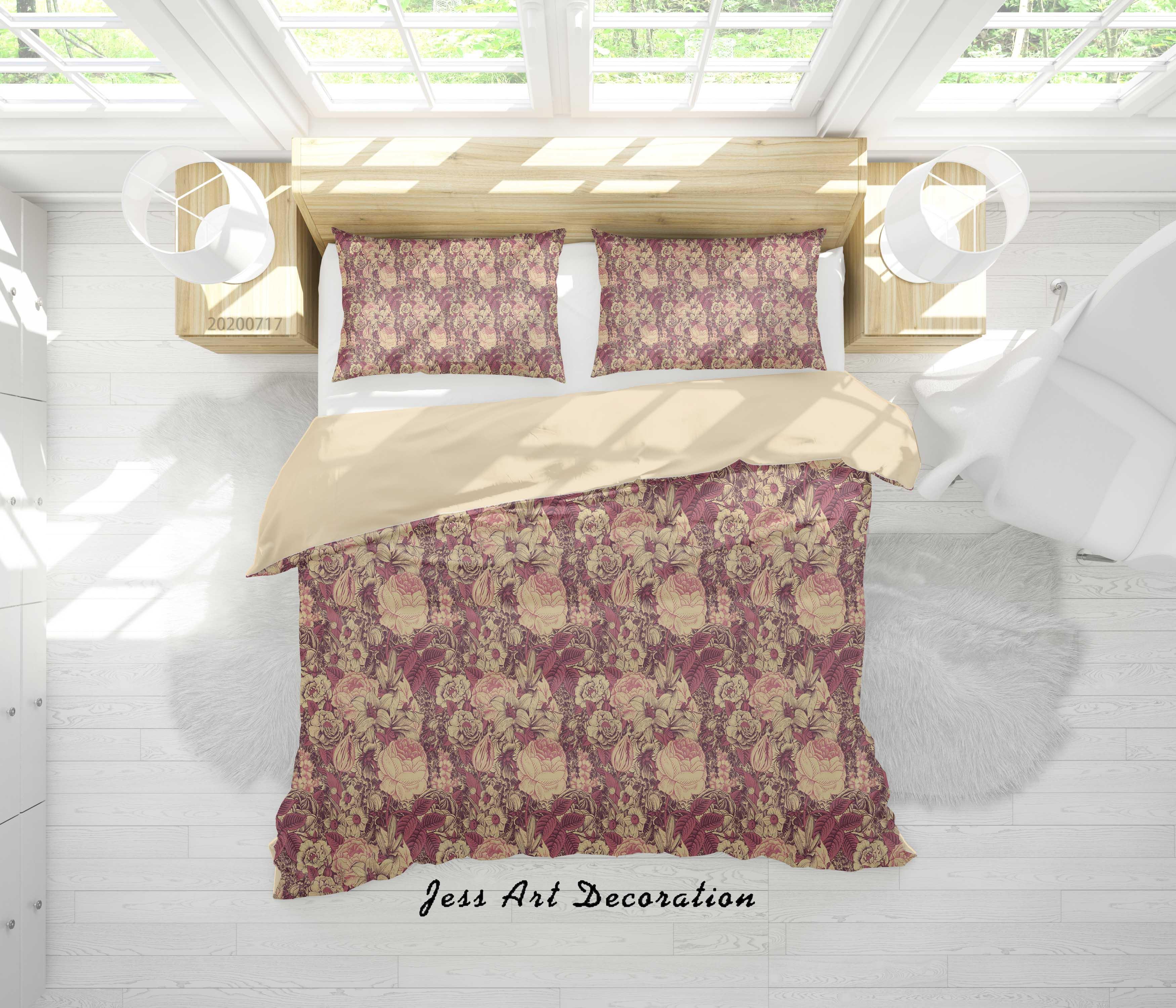 3D Vintage Floral Quilt Cover Set Bedding Set Duvet Cover Pillowcases WJ 1537- Jess Art Decoration