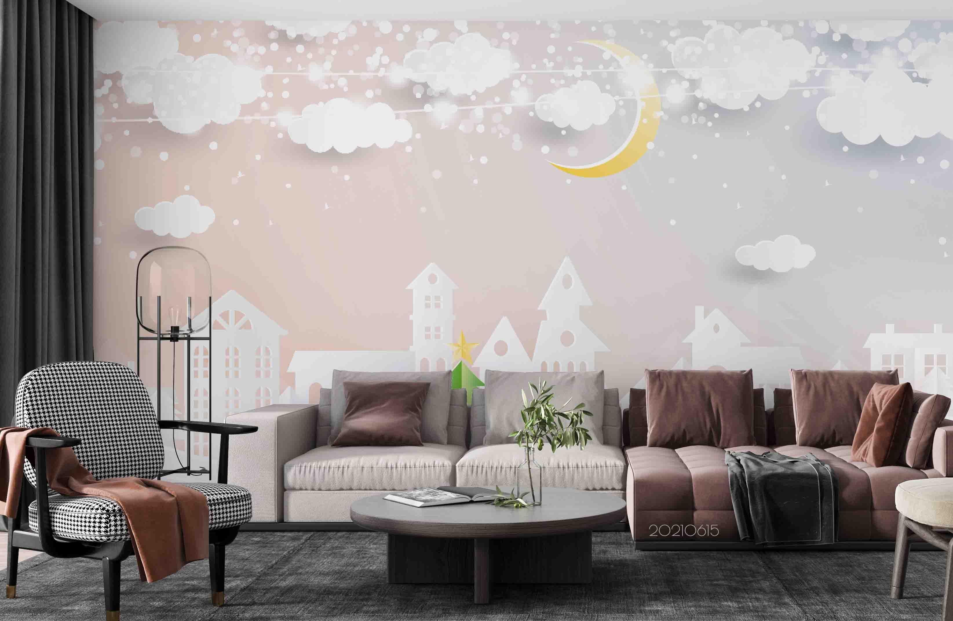 3D Northern Europe Hand-painted Starry Sky Building Wall Mural Wallpaper SWW2456- Jess Art Decoration