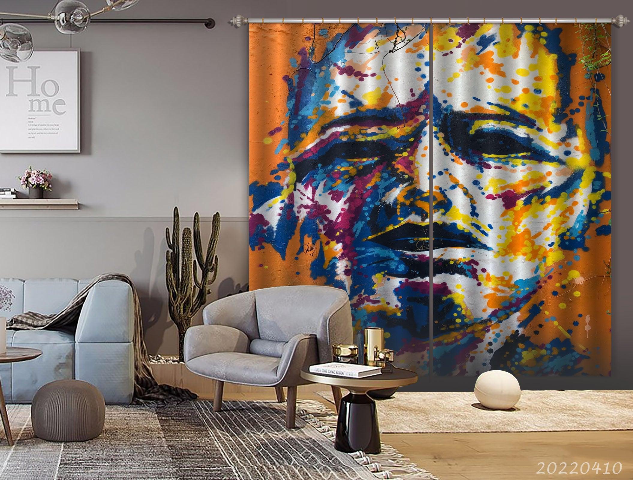 3D Abstract Artistic Graffiti Curtains and Drapes GD 3774- Jess Art Decoration