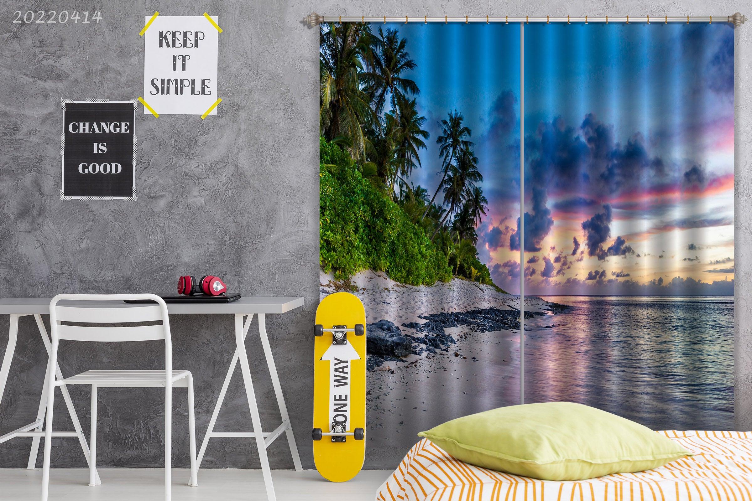 3D Landscape Ocean Coast Tree Sky Cloud Curtains and Drapes GD 4161- Jess Art Decoration