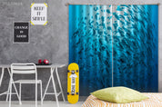 3D Ocean Blue Fish Swarm Sunbeam Curtains and Drapes GD 4875- Jess Art Decoration