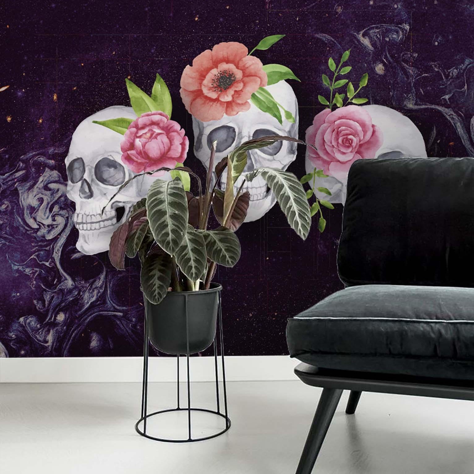 3D Skeleton Flower Wall Mural Wallpaper 62- Jess Art Decoration