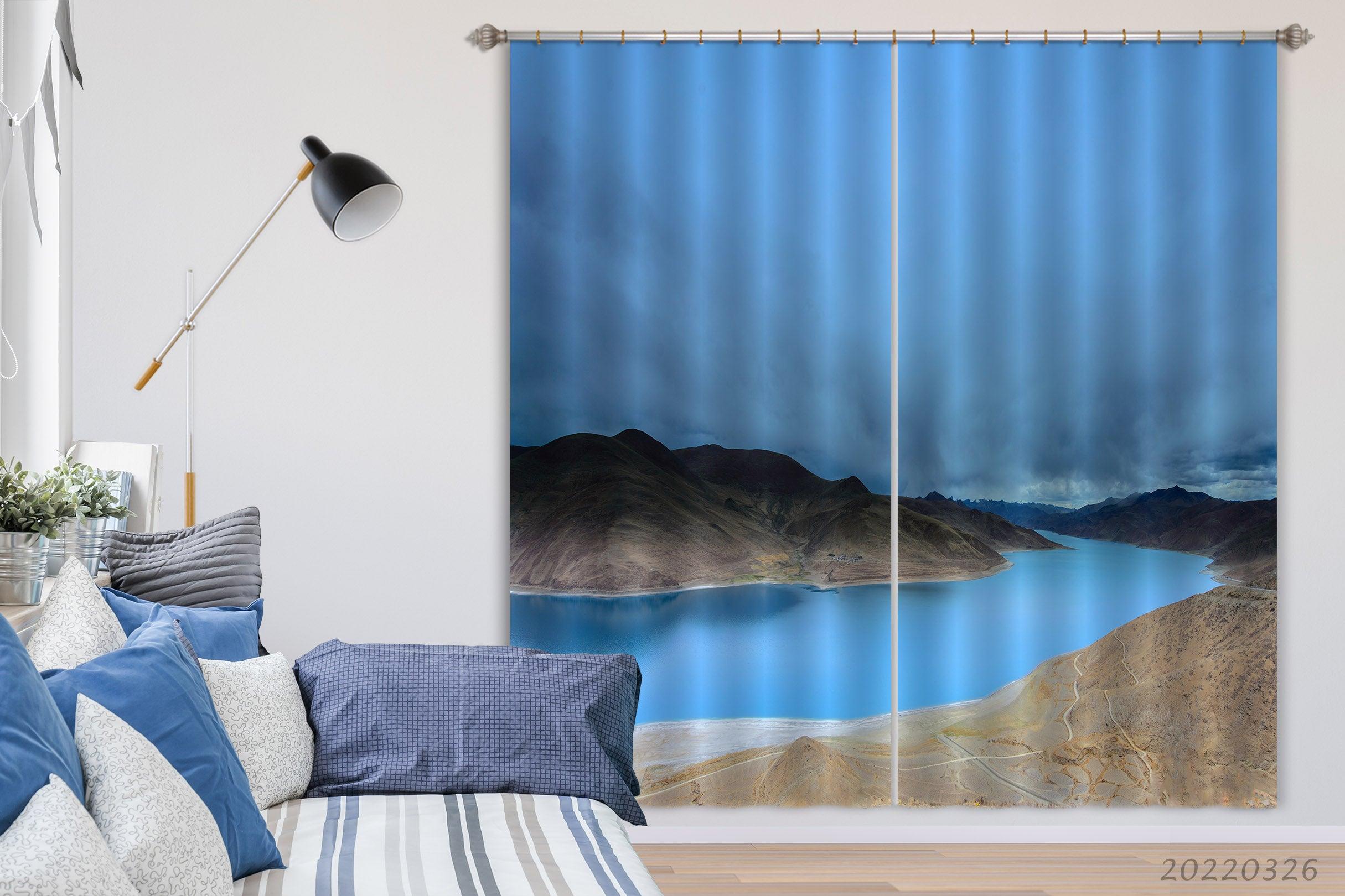 3D Landscape River Mountain Cloudy Curtains and Drapes GD 3013- Jess Art Decoration