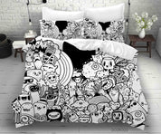 3D Abstract Gray Monster Graffiti Quilt Cover Set Bedding Set Duvet Cover Pillowcases 10- Jess Art Decoration