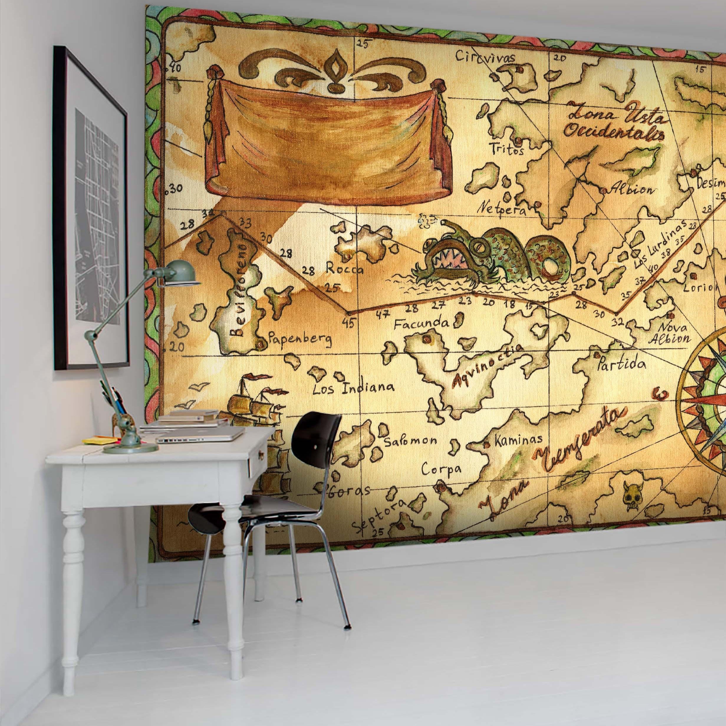 3D Old Pirate Map Wall Mural Wallpaper 9- Jess Art Decoration