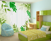 3D Watercolor Green Leaf Curtains and Drapes LQH 28- Jess Art Decoration