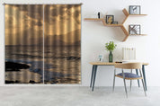 3D Ocean Wave Sky Mountain Landscape Grey Curtains and Drapes LLL 287- Jess Art Decoration