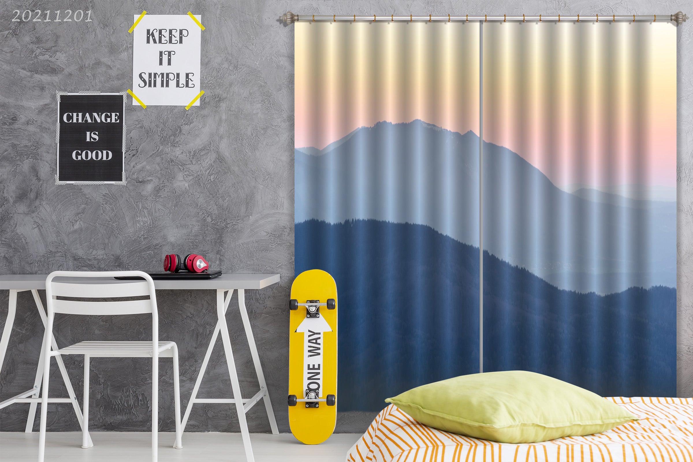 3D Mountain Sunshine Landscape Blue Curtains and Drapes LLL 240- Jess Art Decoration