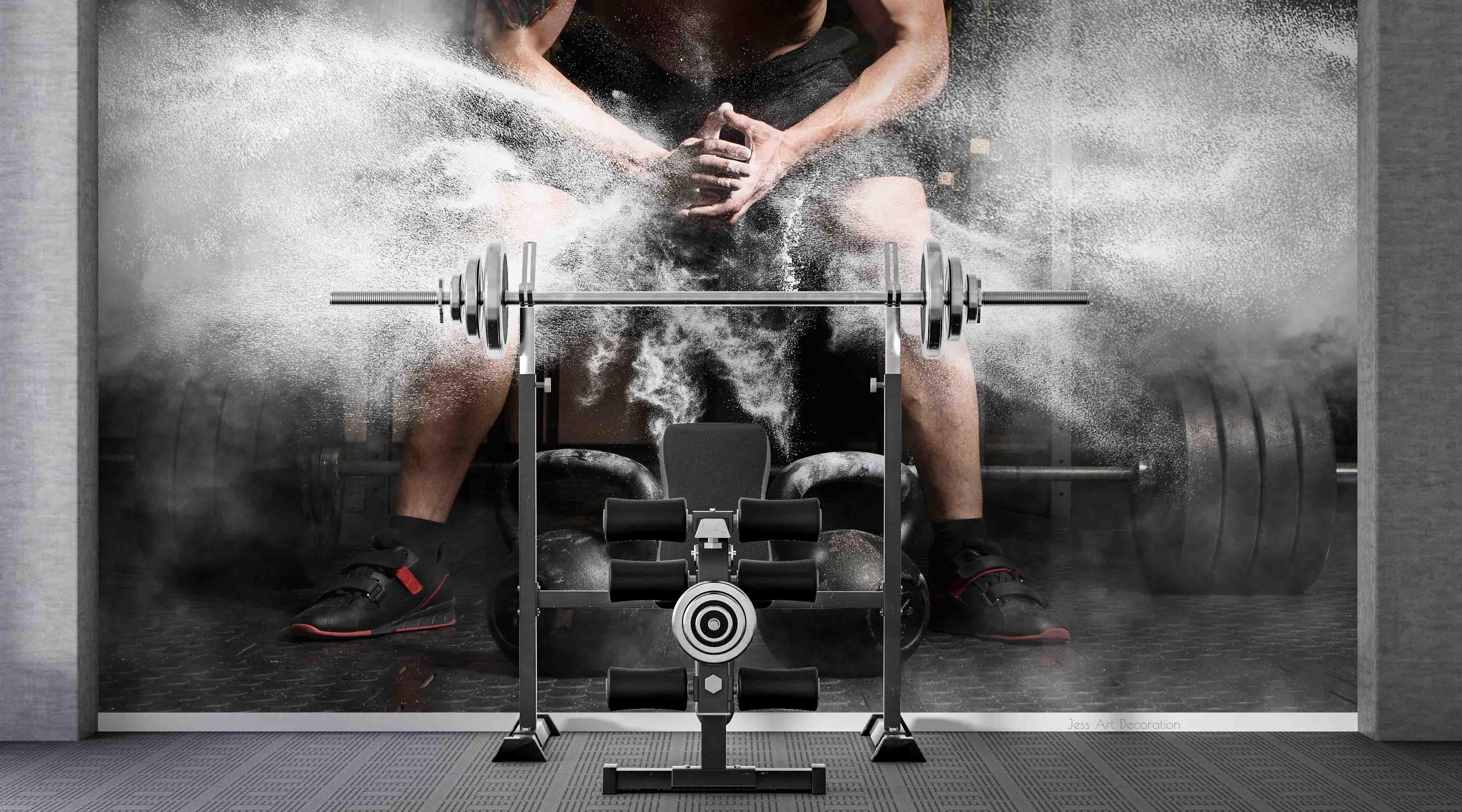 3D Men Arm Gym White Powder Wall Mural Wallpaper GD 2961- Jess Art Decoration