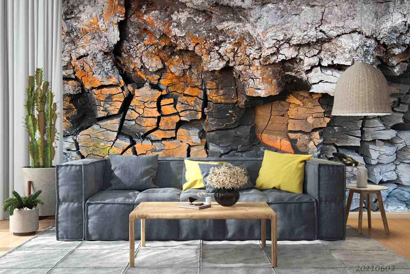 3D  Abstract Cracked Destroyed Land Rock Wall Mural Wallpaper SWW924- Jess Art Decoration