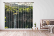 3D Mountain Stream Waterfall Jungle Green Landscape Nature Curtains and Drapes LLL 583- Jess Art Decoration