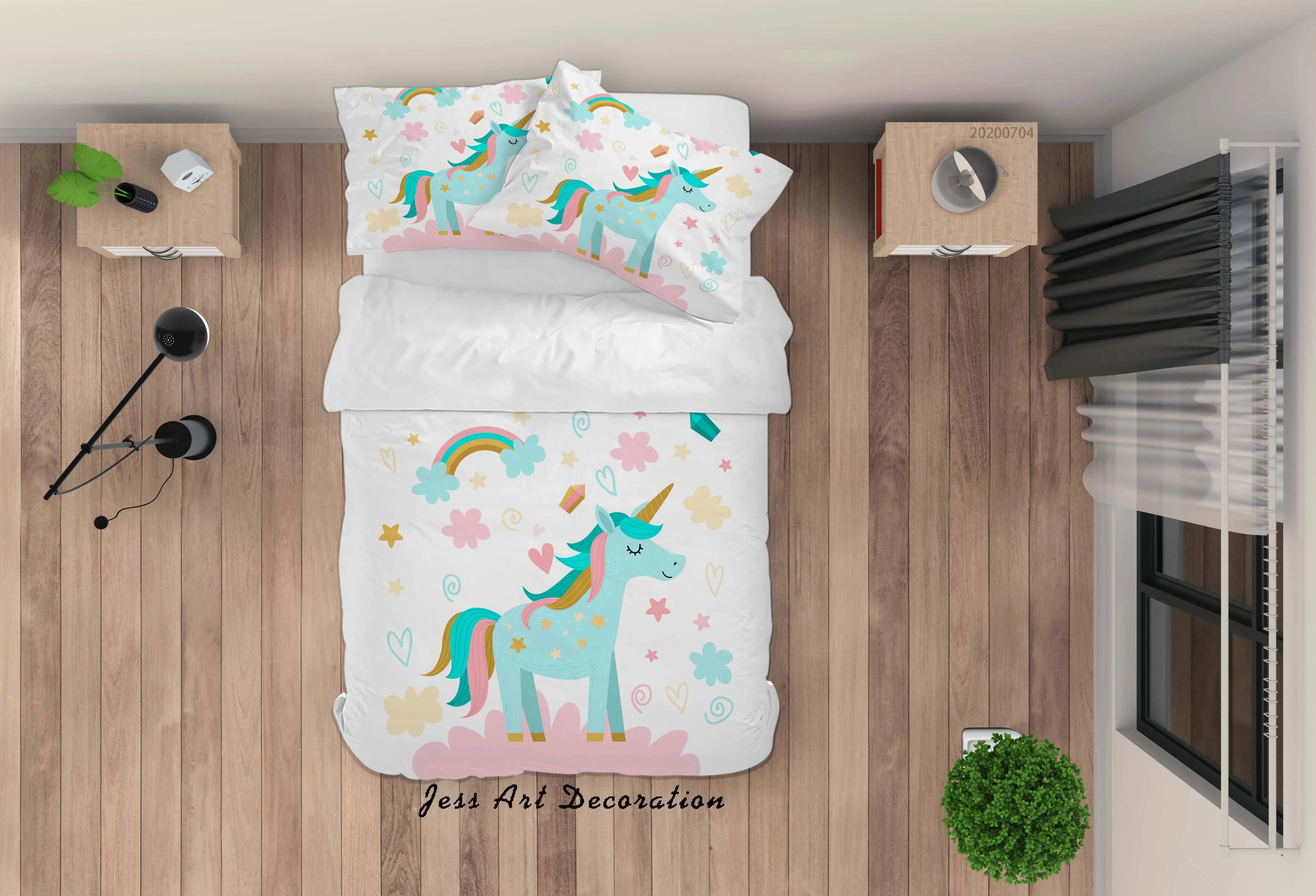 3D White Floral Unicorn Quilt Cover Set Bedding Set Duvet Cover Pillowcases SF72- Jess Art Decoration