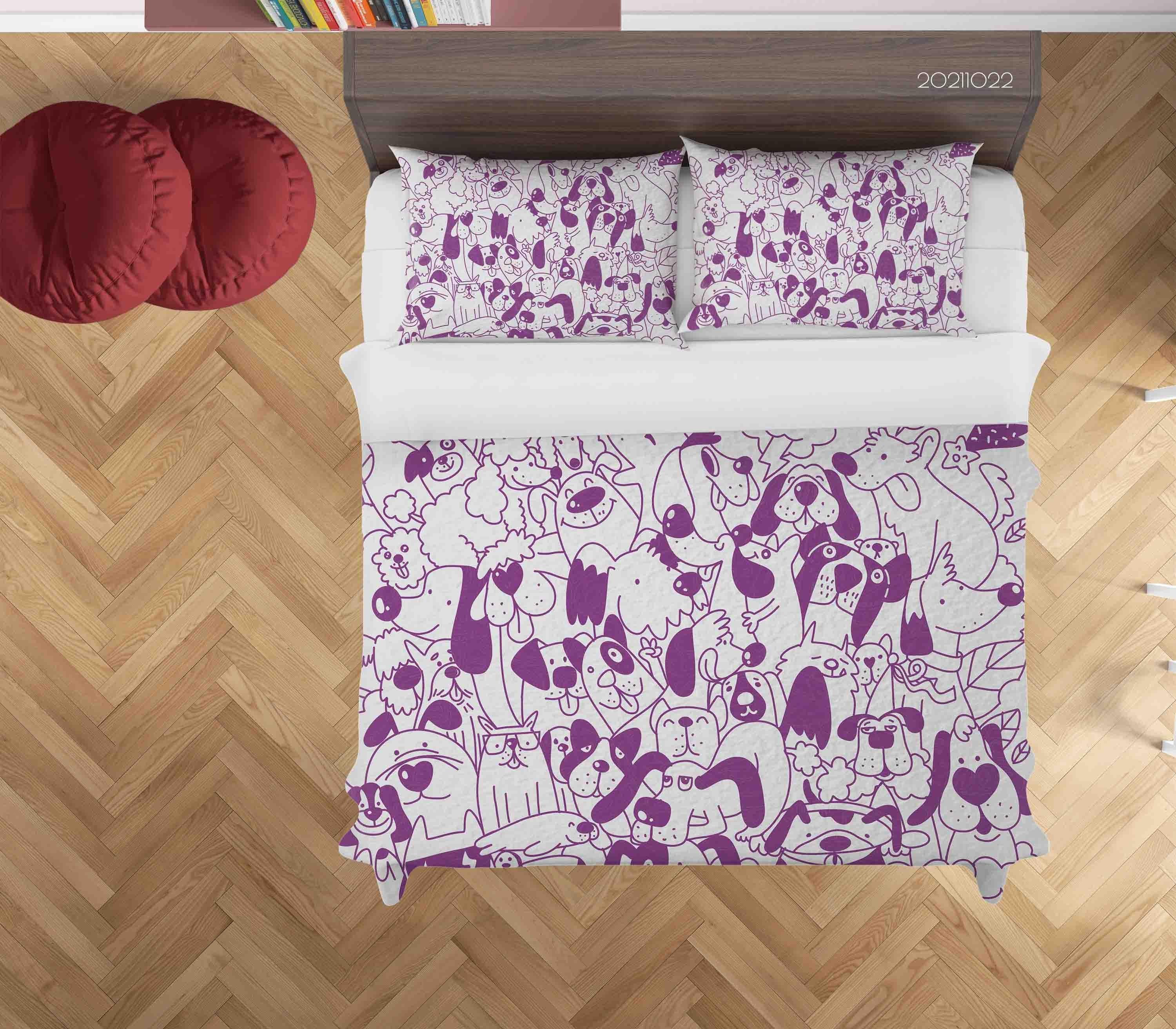 3D Cartoon Animal Dog Doodle Quilt Cover Set Bedding Set Duvet Cover Pillowcases 73- Jess Art Decoration