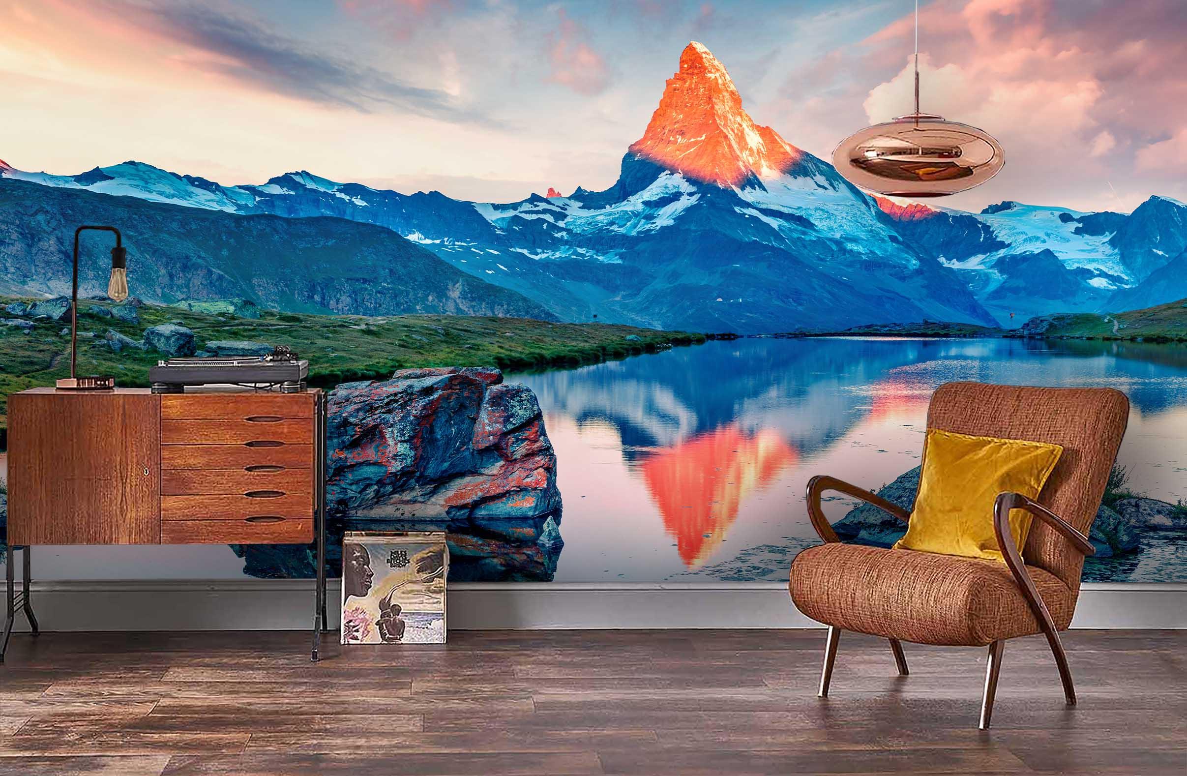 3D Red Mountain Peak Wall Mural Wallpaper 94- Jess Art Decoration
