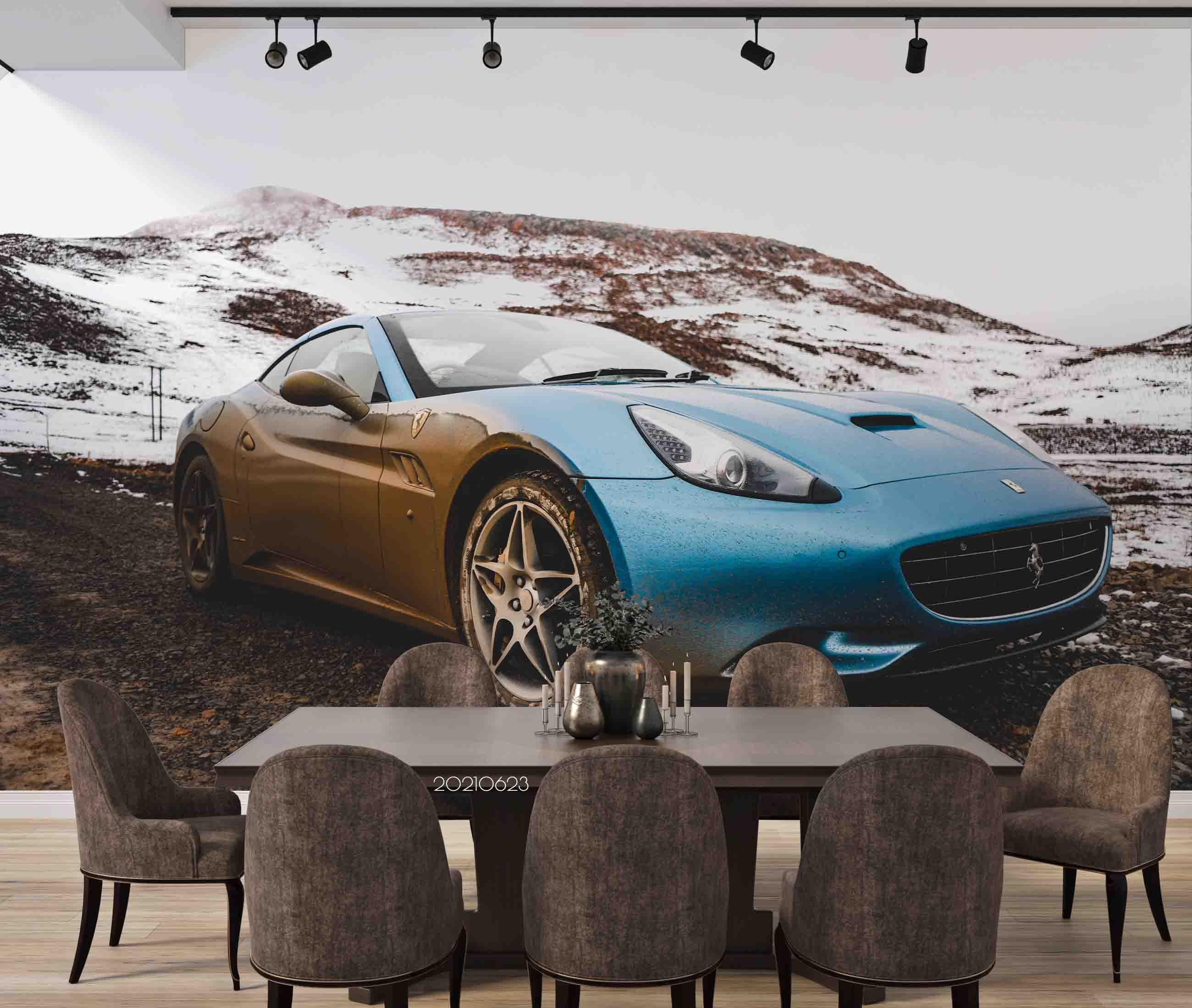 3D Snow Mountain Sports Car Wall Mural Wallpaper LQH 10- Jess Art Decoration
