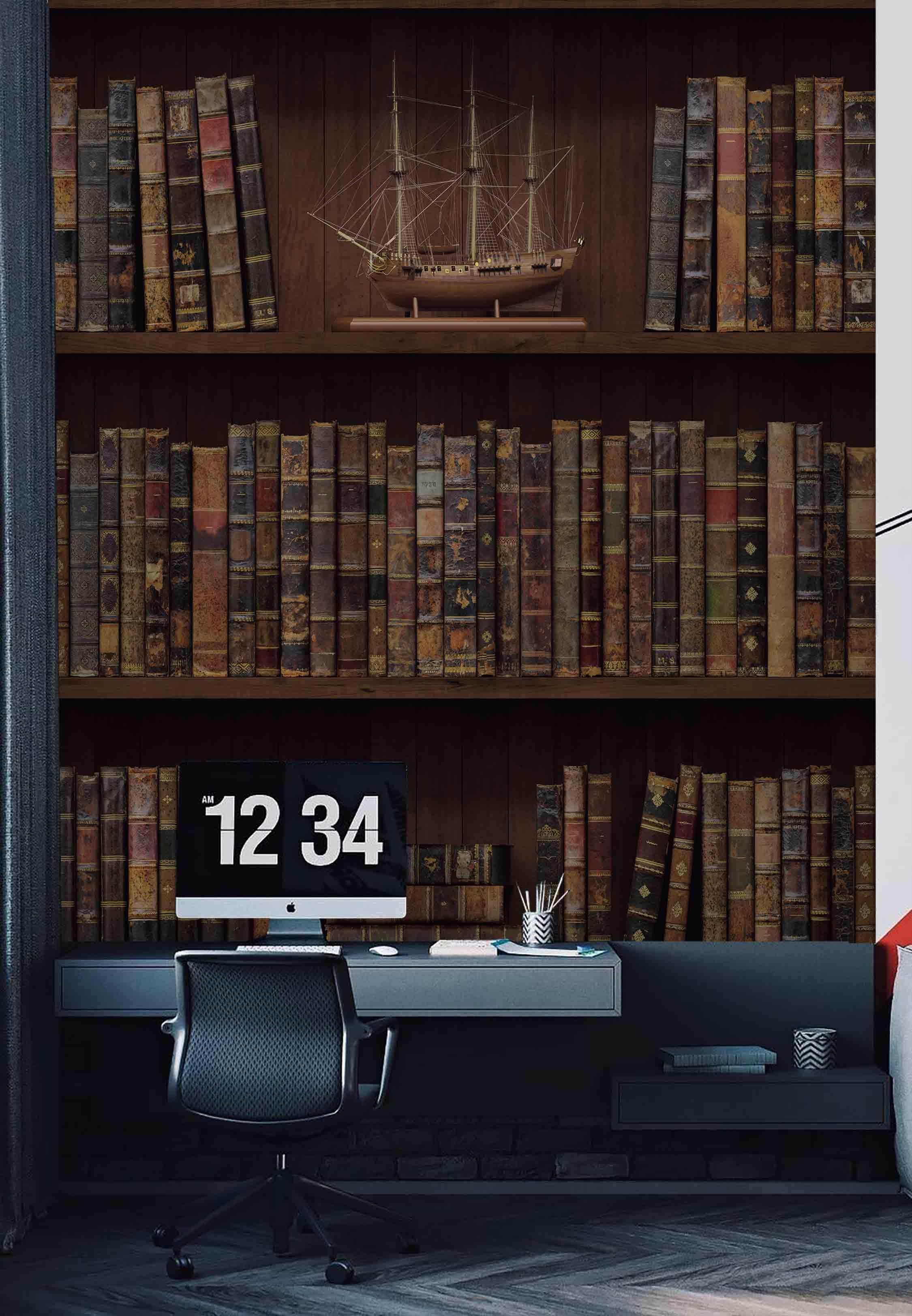 3D bookshelf pattern wall mural wallpaper 44- Jess Art Decoration