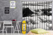 3D Landscape Mountain Peak Cloud Fog Black White Curtains and Drapes GD 4736- Jess Art Decoration