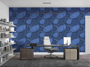 3D Hand Drawn Blue Floral Wall Mural Wallpaper LQH 15- Jess Art Decoration