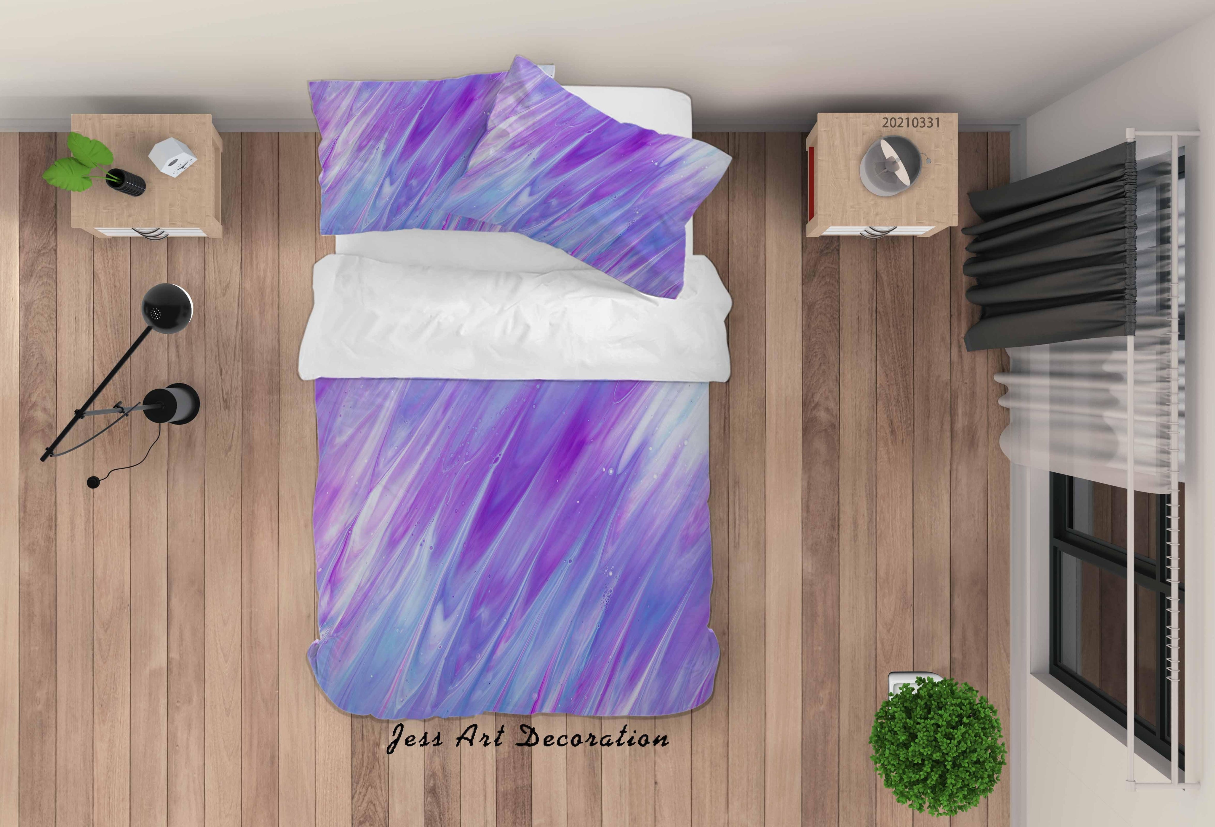 3D Abstract Purple Marble Texture Quilt Cover Set Bedding Set Duvet Cover Pillowcases 271- Jess Art Decoration