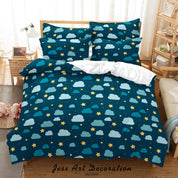 3D Cartoon Cloud Star Quilt Cover Set Bedding Set Duvet Cover Pillowcases 286- Jess Art Decoration