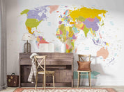 3D World Map Color Wall Mural Wallpaper LQH 172- Jess Art Decoration