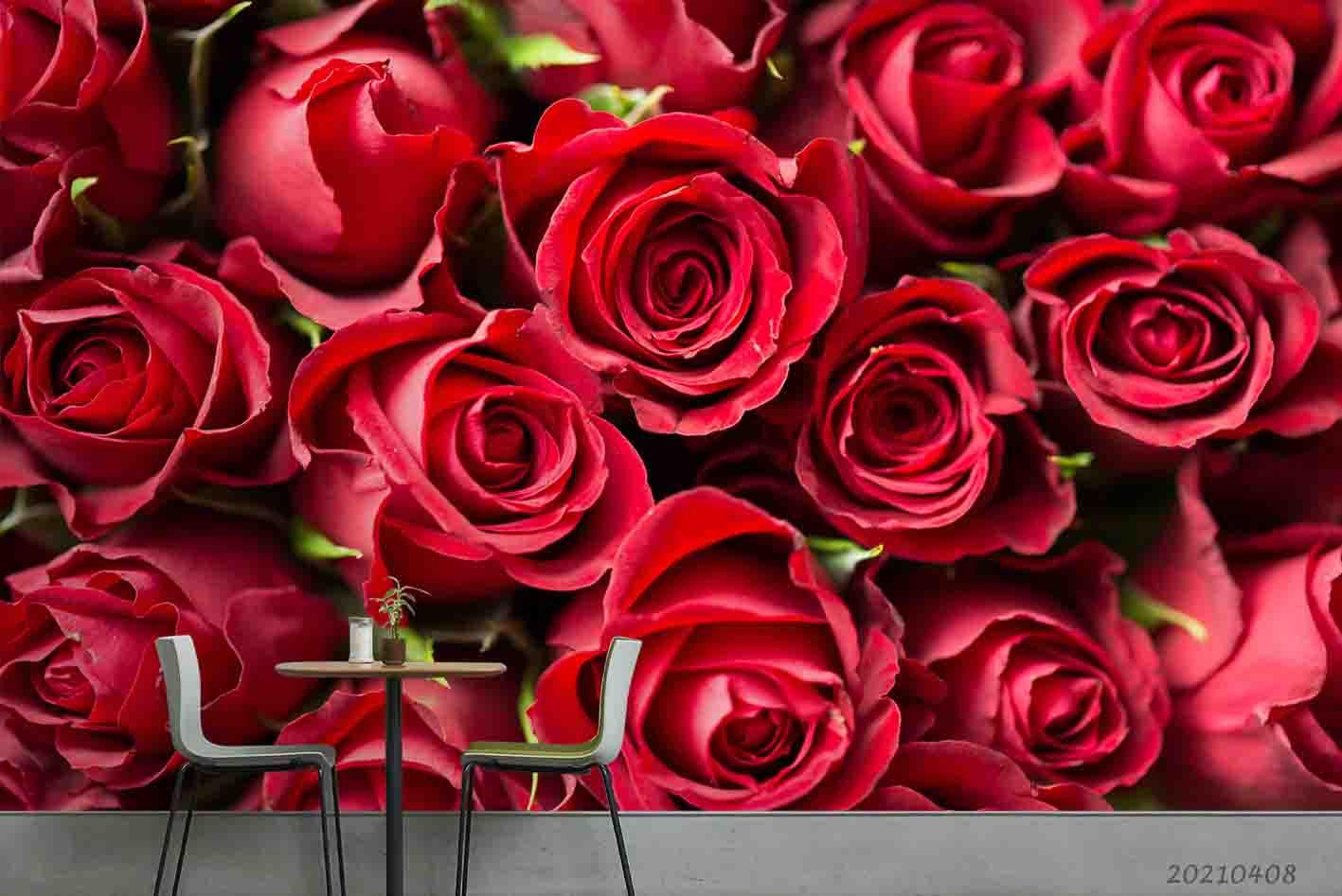 3D Red Rose Floral Wall Mural Wallpaper LQH 51- Jess Art Decoration
