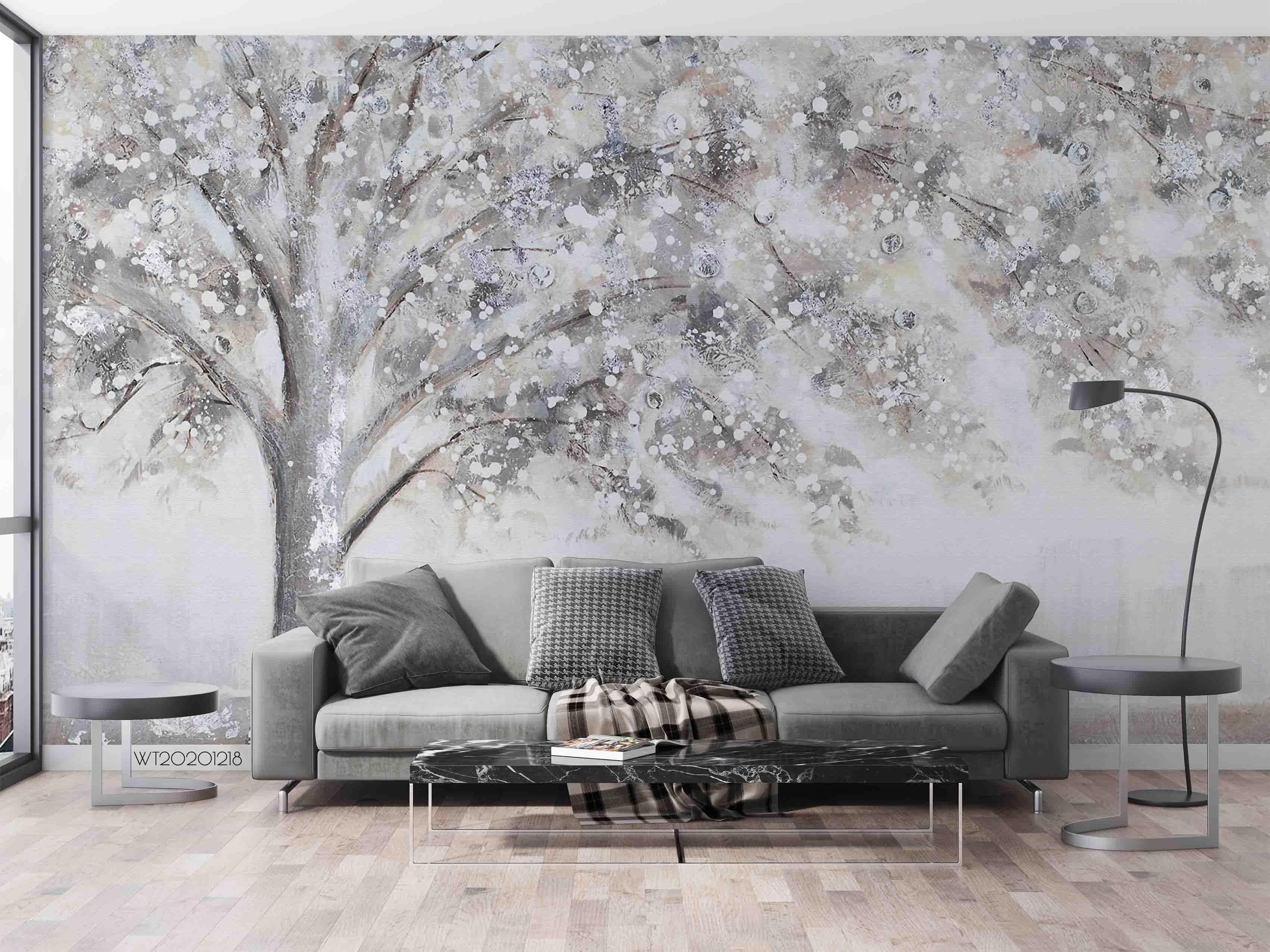 3D Hand Drawn Floral Tree Wall Mural Wallpaper LQH 142- Jess Art Decoration