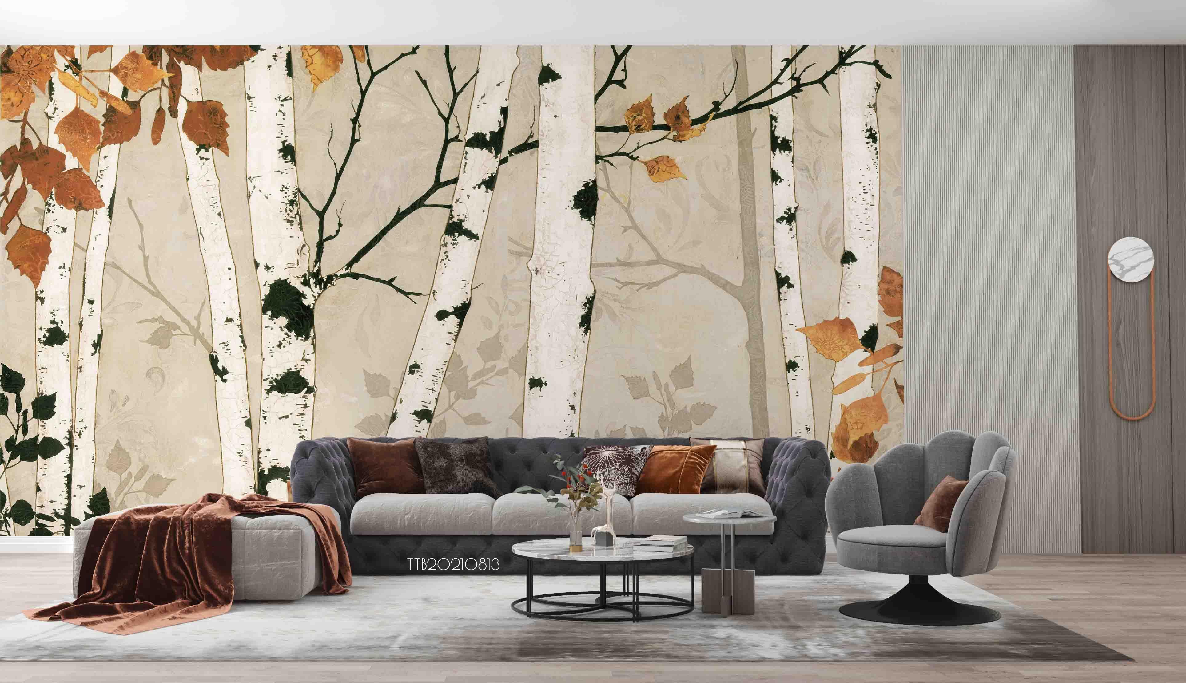 3D Autumn Birch Forest Wall Mural Wallpaper SWW5132- Jess Art Decoration