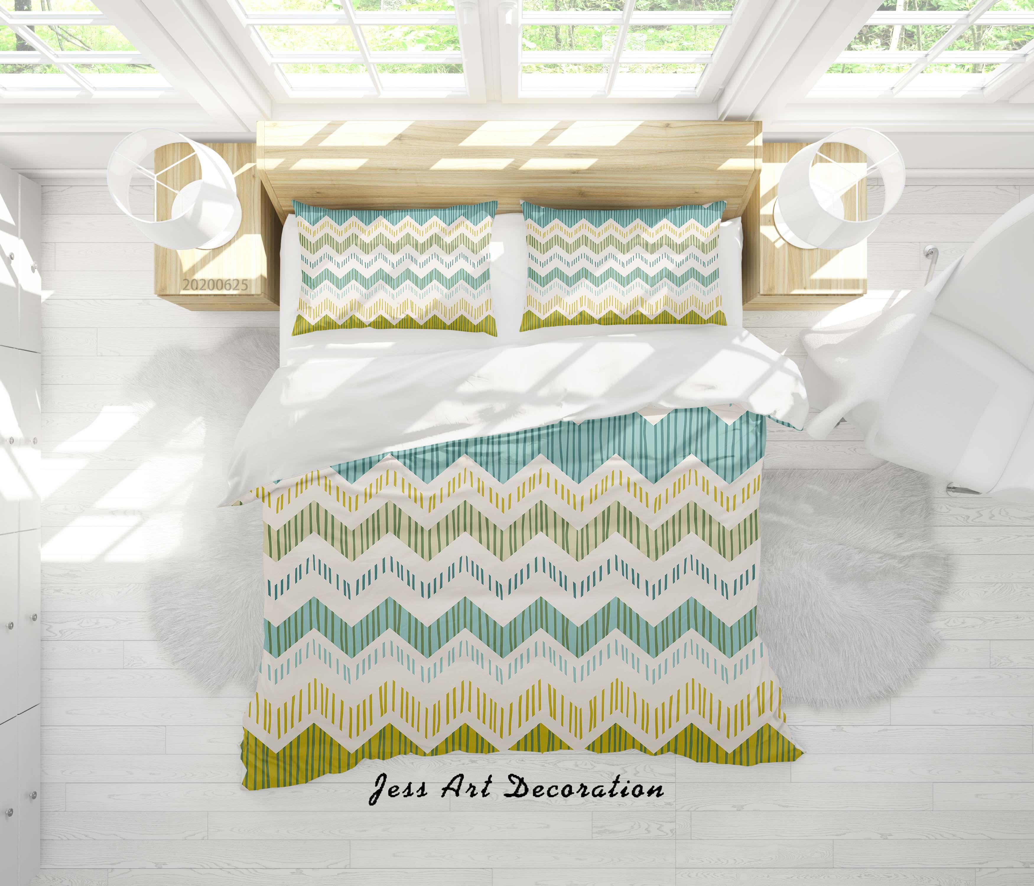 3D Wave Stripes Quilt Cover Set Bedding Set Duvet Cover Pillowcases SF08- Jess Art Decoration