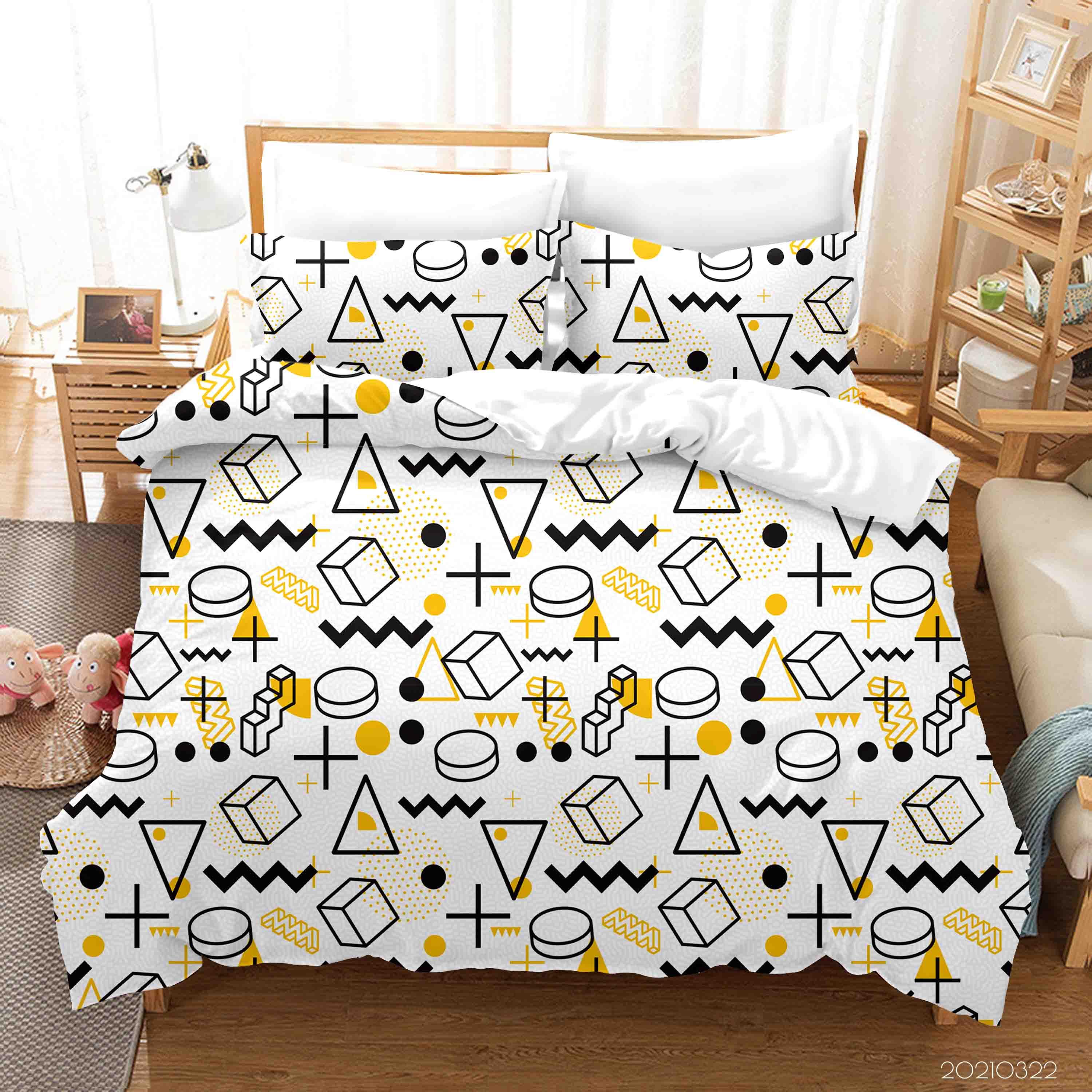 3D Abstract Geometric Pattern Quilt Cover Set Bedding Set Duvet Cover Pillowcases 131- Jess Art Decoration