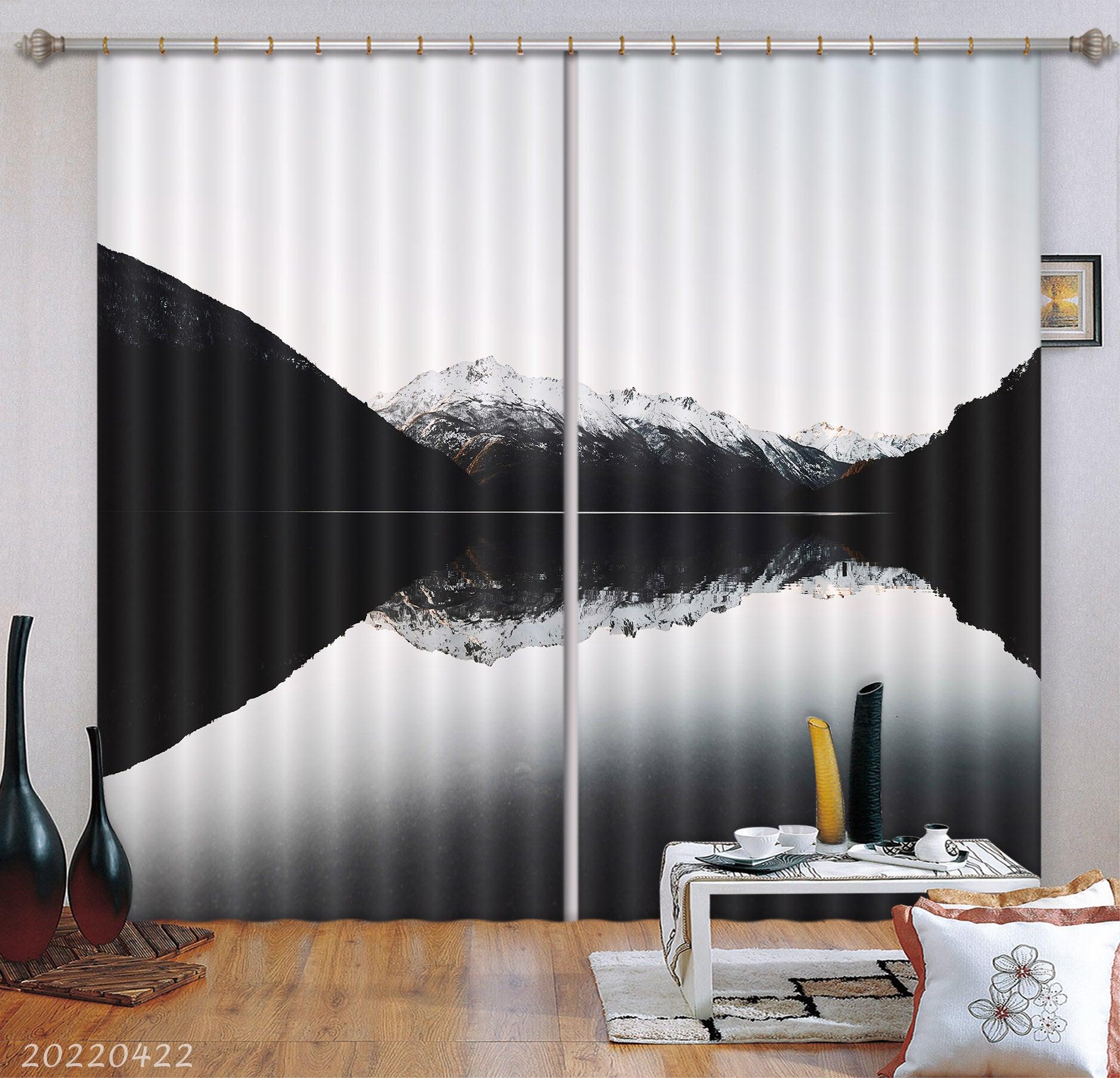 3D Landscape Mountain Snow River Curtains and Drapes GD 4207- Jess Art Decoration