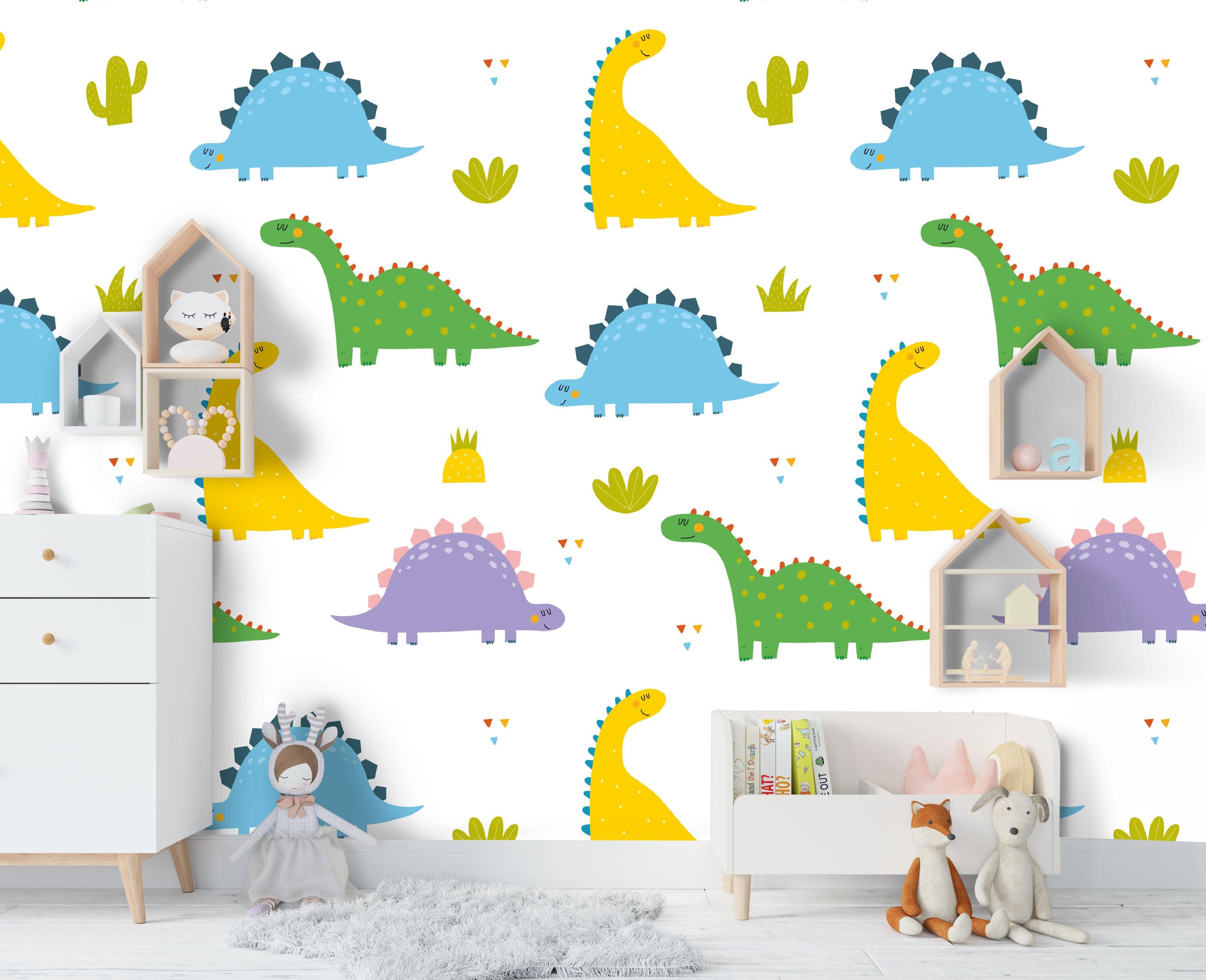 3D Color Cartoon Dinosaur Wall Mural Wallpaper 88- Jess Art Decoration