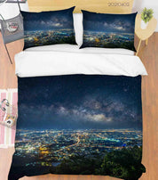 3D Starry Sky City Night View Quilt Cover Set Bedding Set Duvet Cover Pillowcases 19 LQH- Jess Art Decoration