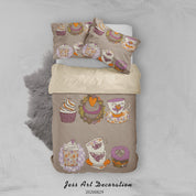 3D Abstract Hand Draw Cartoon Cake Teacup Pattern Quilt Cover Set Bedding Set Duvet Cover Pillowcases WJ 3554- Jess Art Decoration