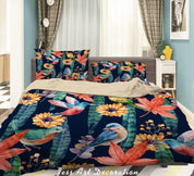 3D Tropical Plant Floral Bird Quilt Cover Set Bedding Set Duvet Cover Pillowcases 10 LQH- Jess Art Decoration