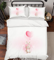 3D White Red Rabbit Heart Balloon Quilt Cover Set Bedding Set Duvet Cover Pillowcases SF70- Jess Art Decoration