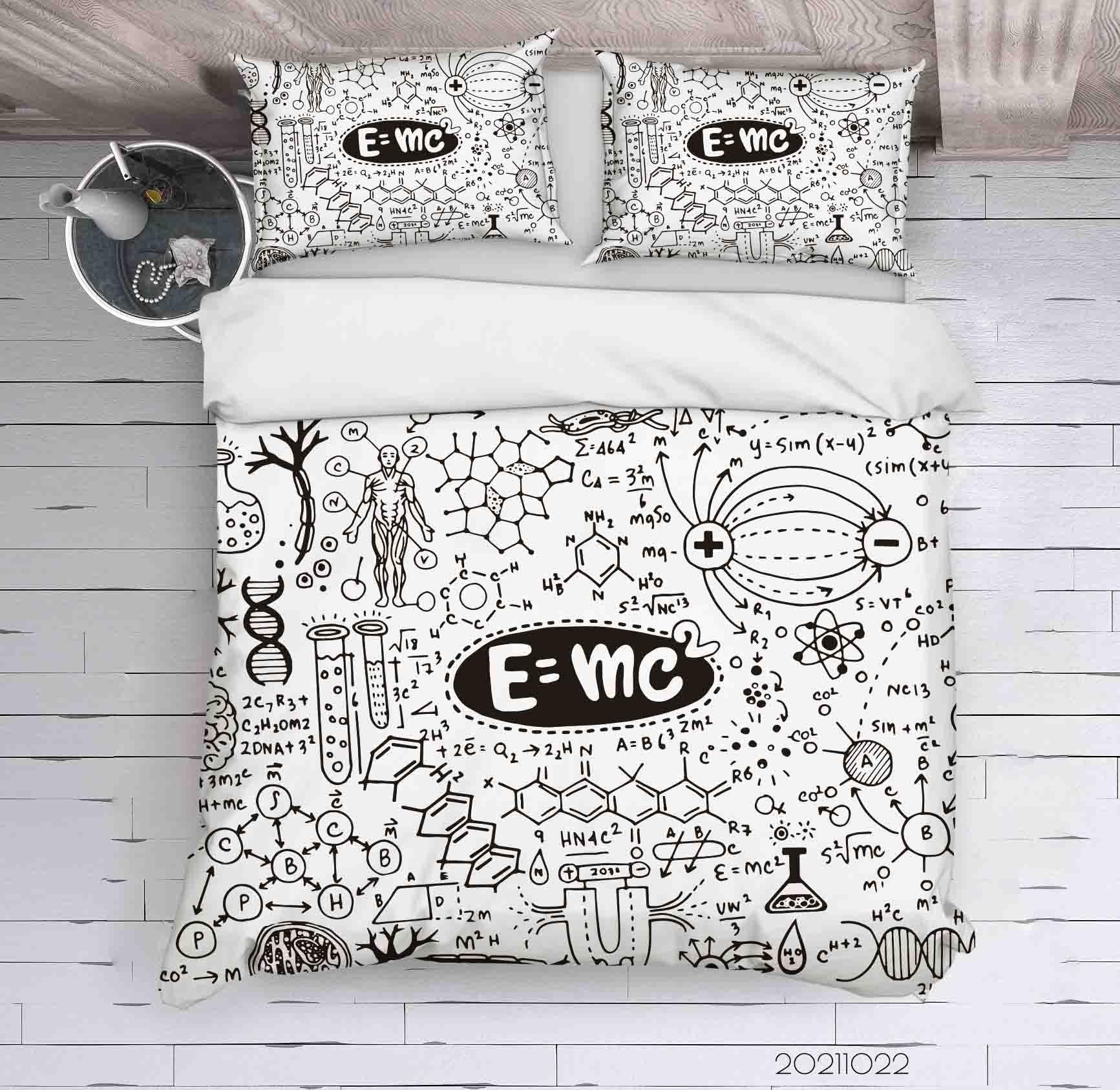 3D Abstract Chemical Formula Graffiti Quilt Cover Set Bedding Set Duvet Cover Pillowcases 57- Jess Art Decoration