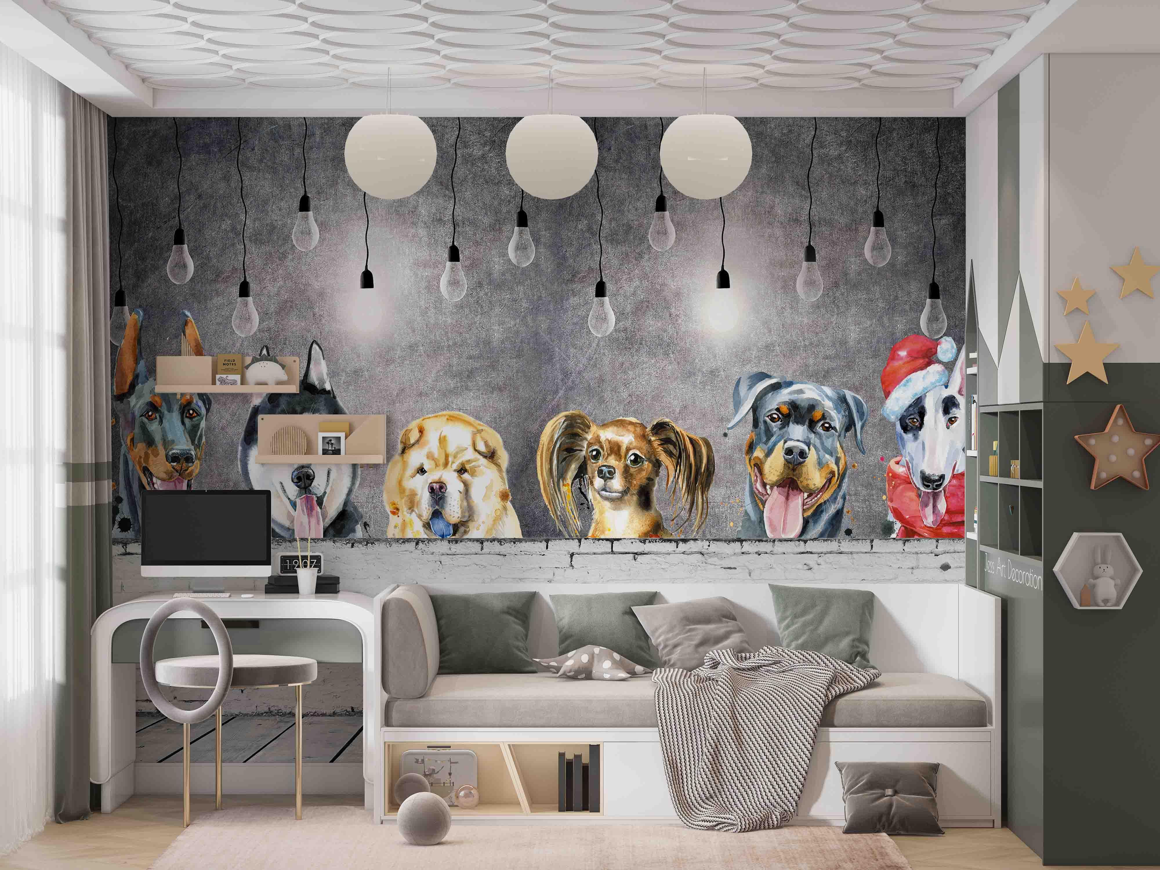 3D Puppy Pattern Wall Mural Wallpaper GD 2720- Jess Art Decoration