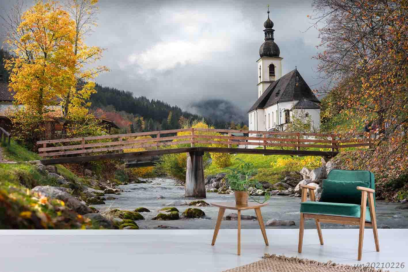 3D Church Nature Landscape Wall Mural Wallpaper LQH 17- Jess Art Decoration