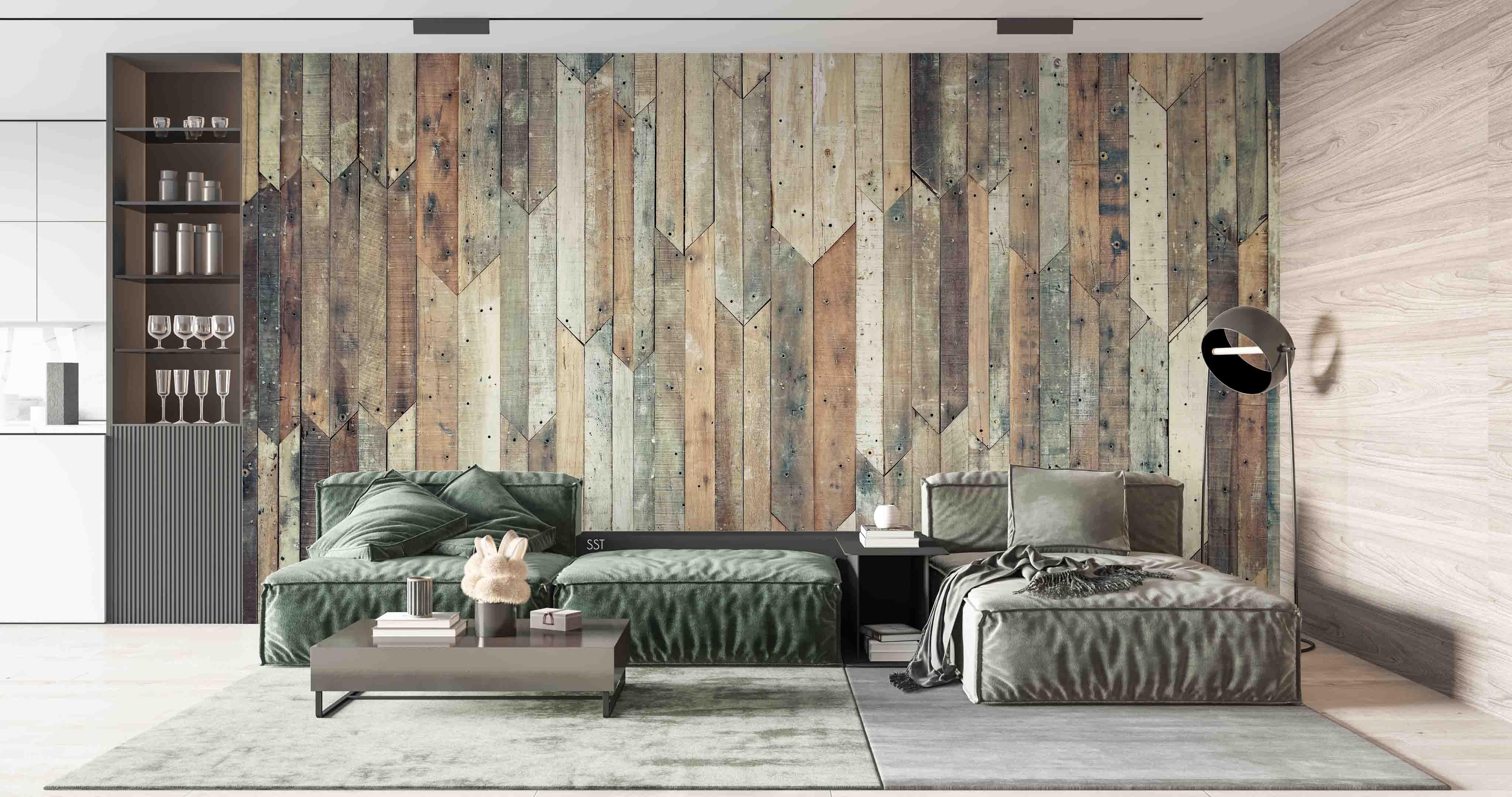3D Rustic Wooden Planks rustic vertical wood plank texture wall mural wallpaper for dining room - view 3